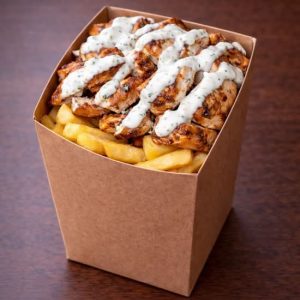 Drehspieß Box mit Salat und Käse